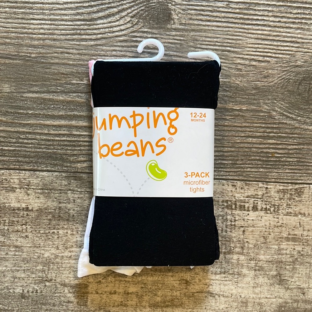 NWT Jumping Beans 3-pack if Microfiber Tights - Black, White, and Pink